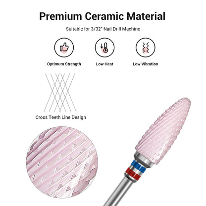 MelodySusie pink series professional ceramic file three thirty two inch shank close up