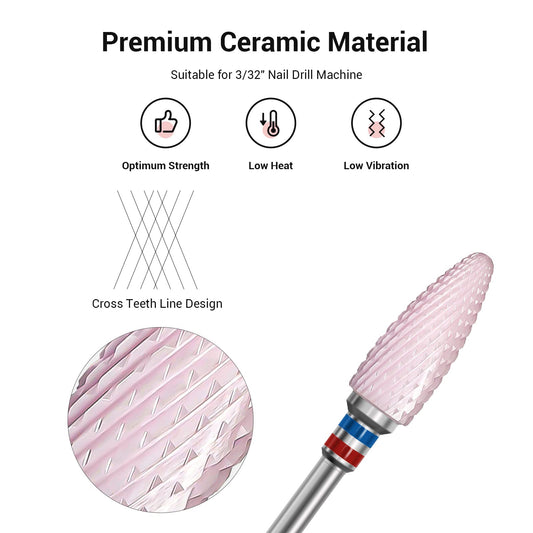 MelodySusie pink series professional ceramic file three thirty two inch shank close up