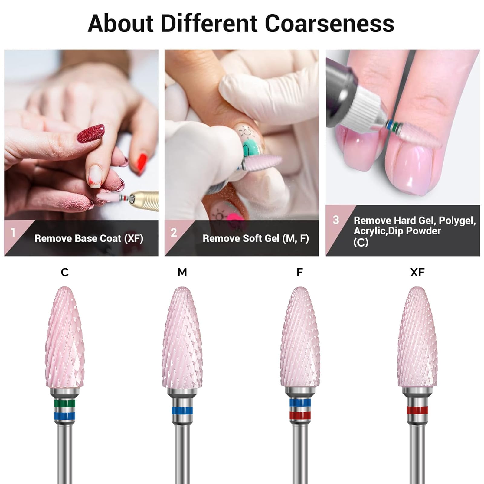 MelodySusie ceramic cuticle drill bit detailing the heat resistant pink flame head