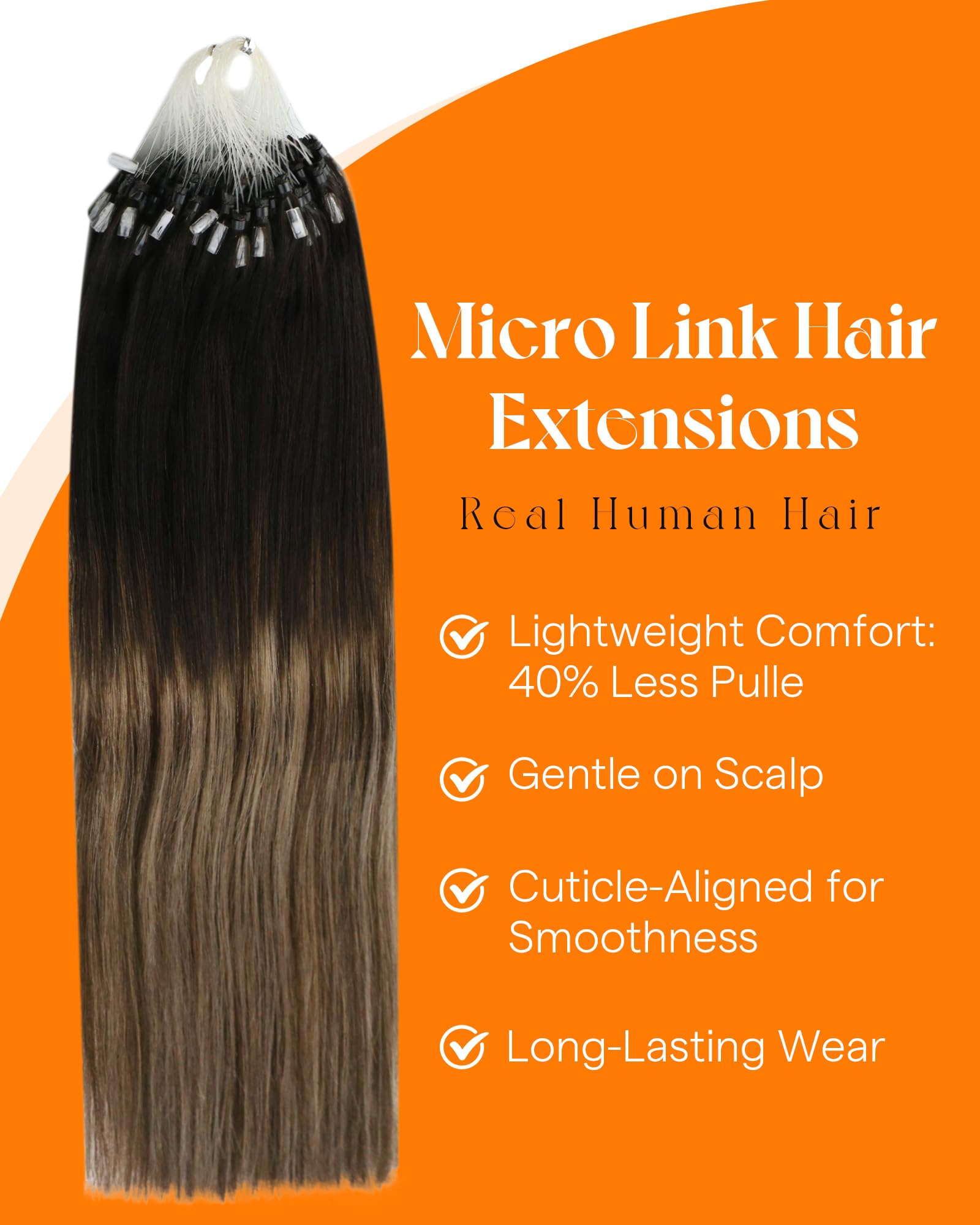 Remy human hair microbead extensions application detailing aluminum rings