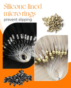 Premium 57g micro link hair extensions showing loop tip attachment