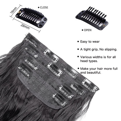 Twenty inch long curly black hair extensions texture close up