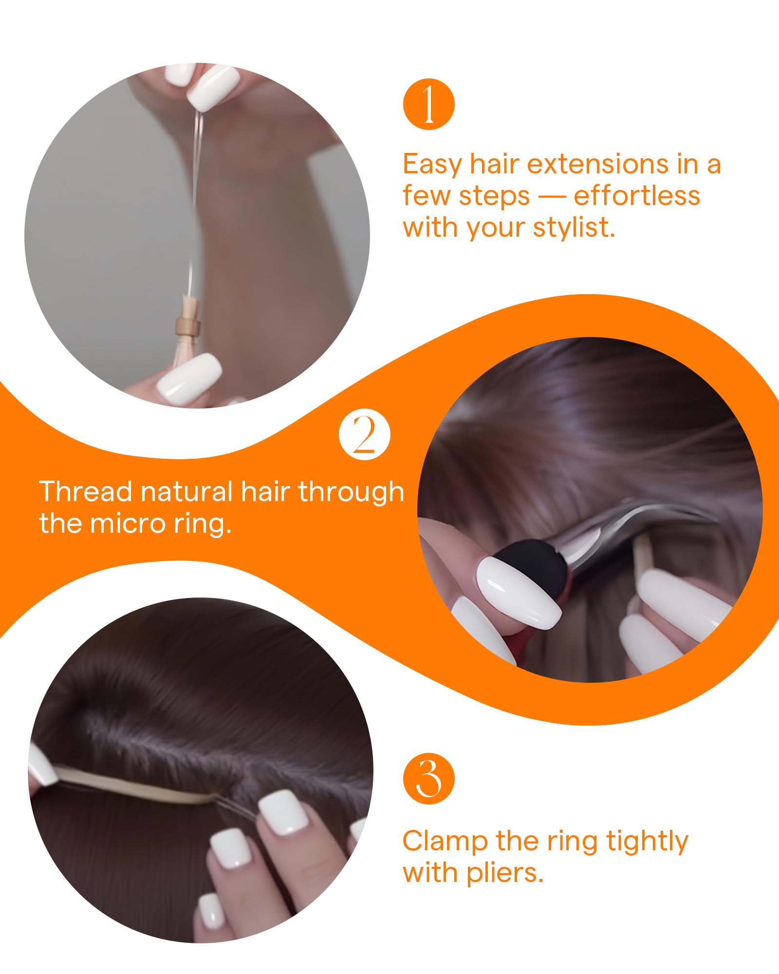 Cold fusion micro bead extensions model demonstration natural look