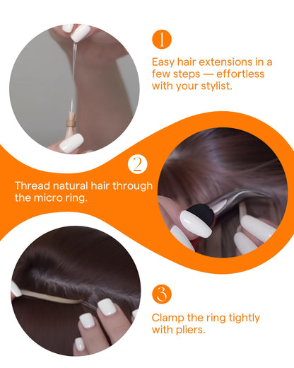 Cold fusion micro bead extensions model demonstration natural look