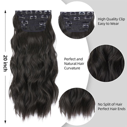 Premium synthetic hair volumizer clips attached to the weft