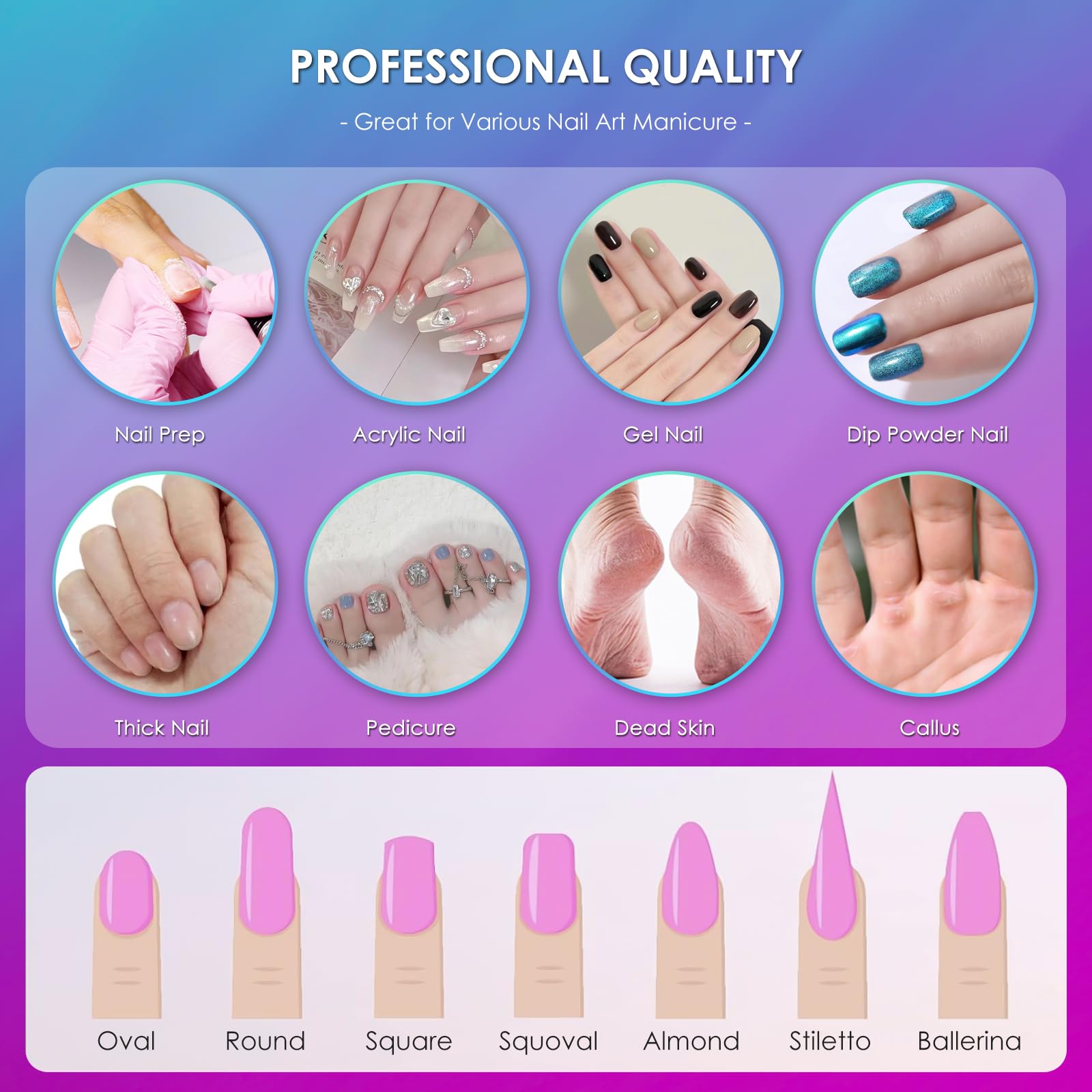 Professional nail technician toolkit showcasing diverse texture grits for manicure and pedicure