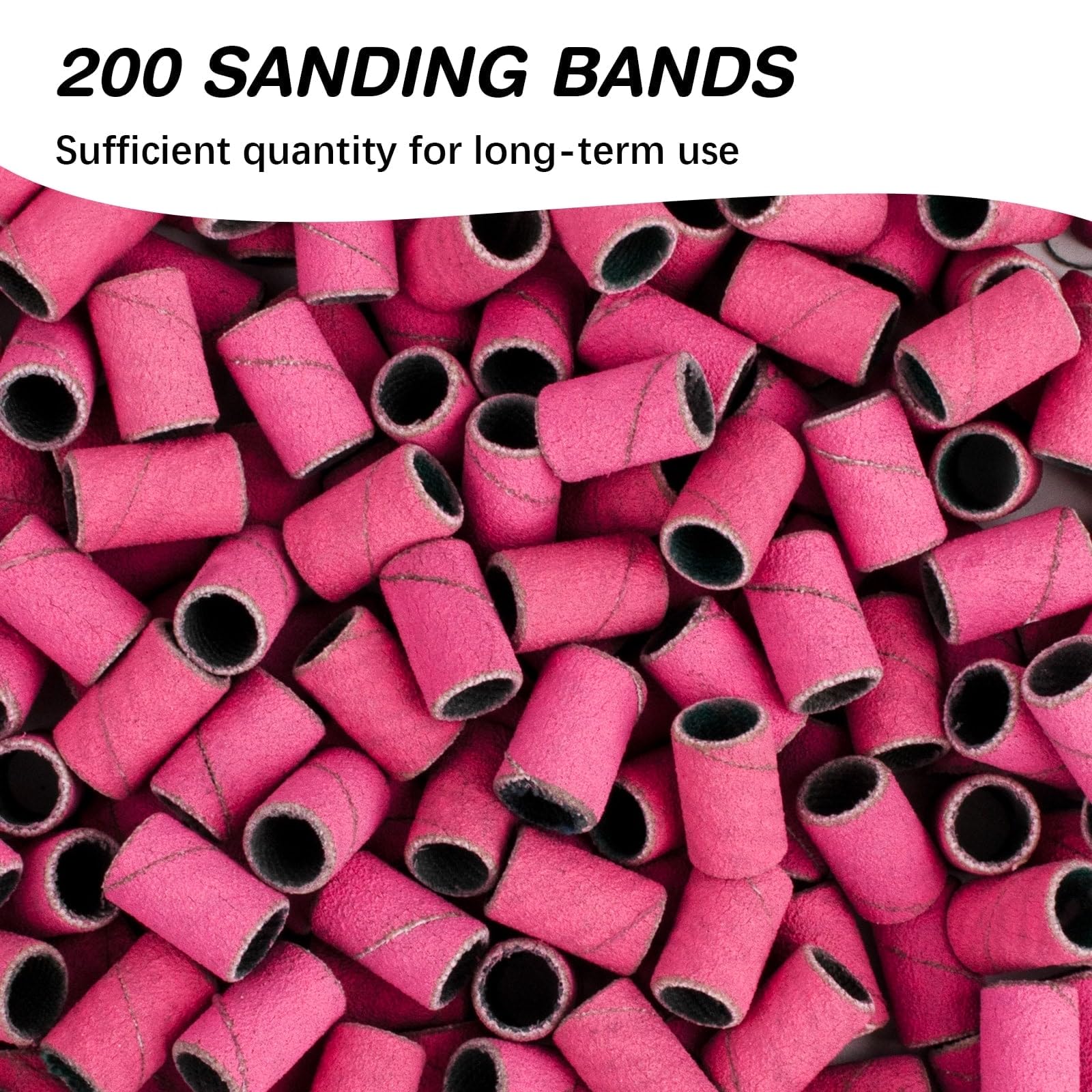 Close up view of the durable high hardness texture of the Rolybag nail drill bands.