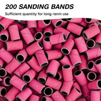 Close up view of the durable high hardness texture of the Rolybag nail drill bands.
