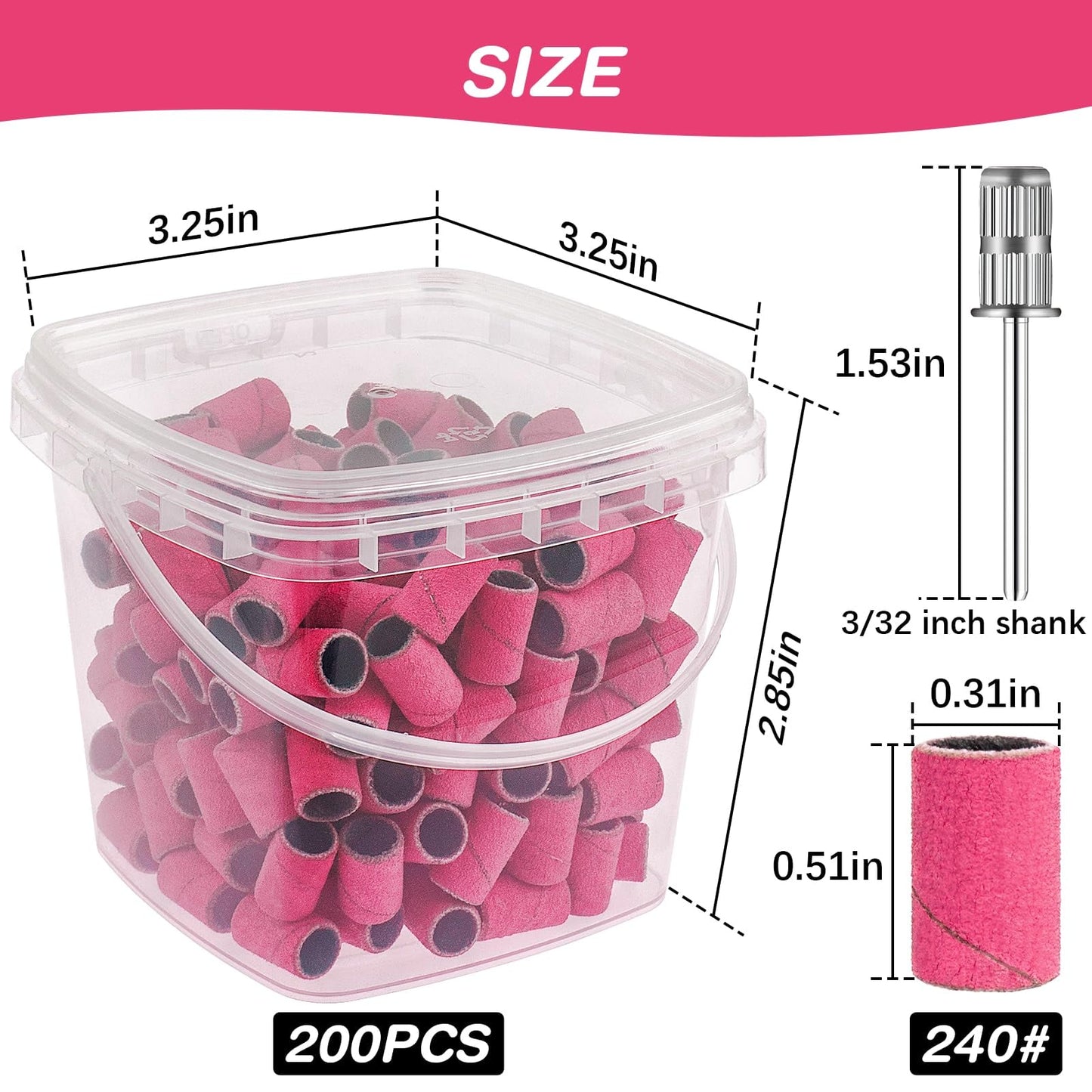 Stainless steel drill bits for manicures included in the Rolybag professional kit.