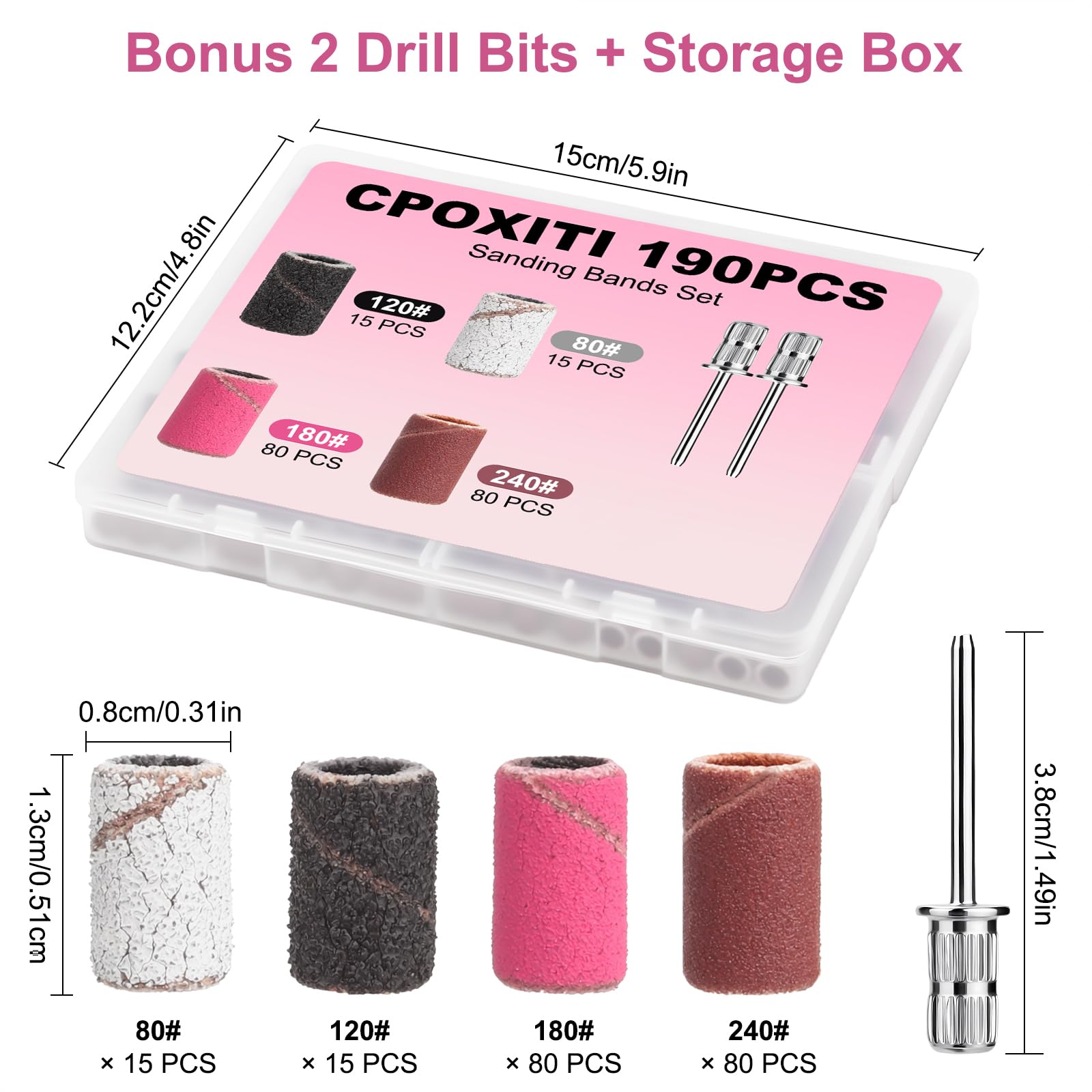 Cpoxiti nail drill bits set with mandrel attachments