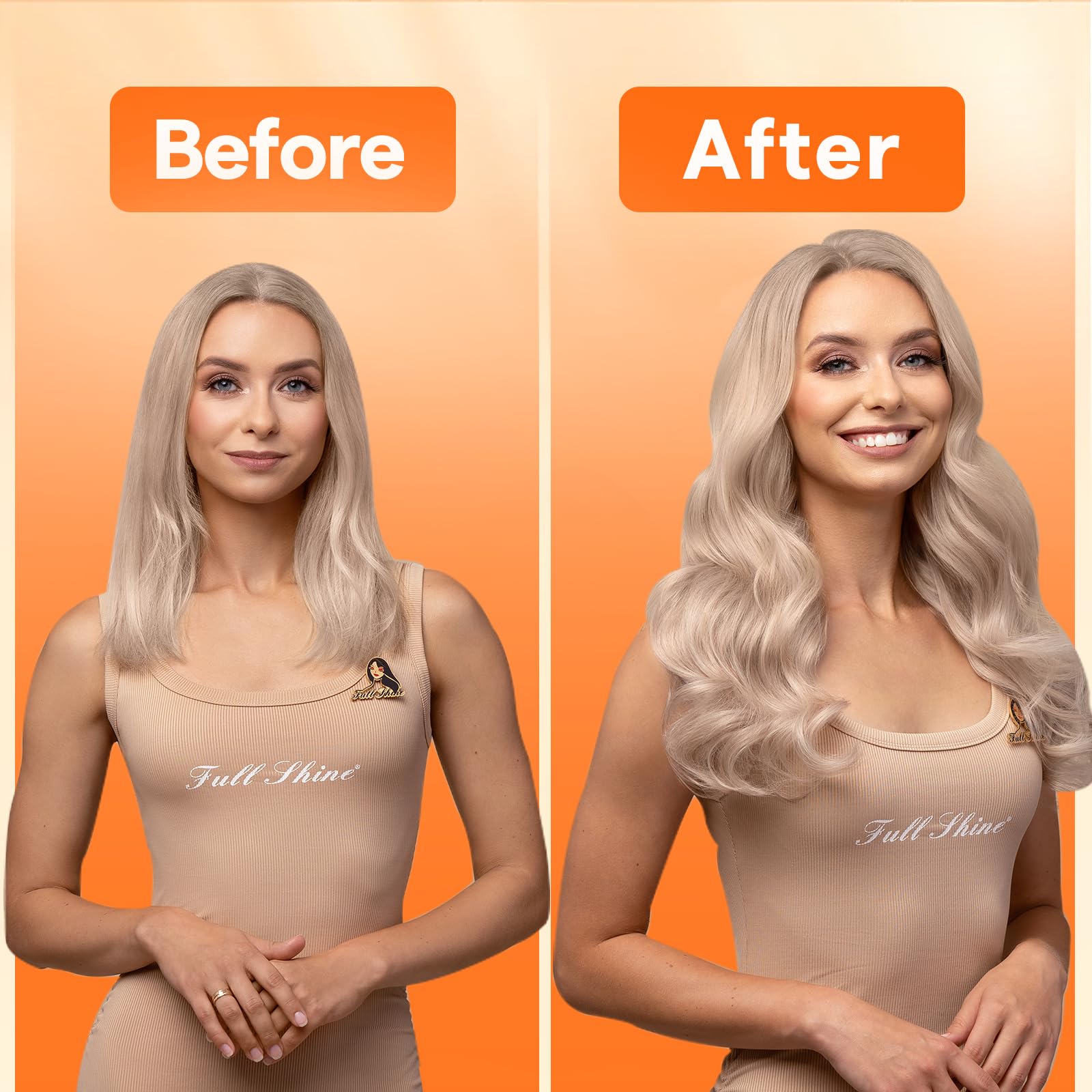Texture preview of the silky soft Full Shine blonde highlight sew in extensions