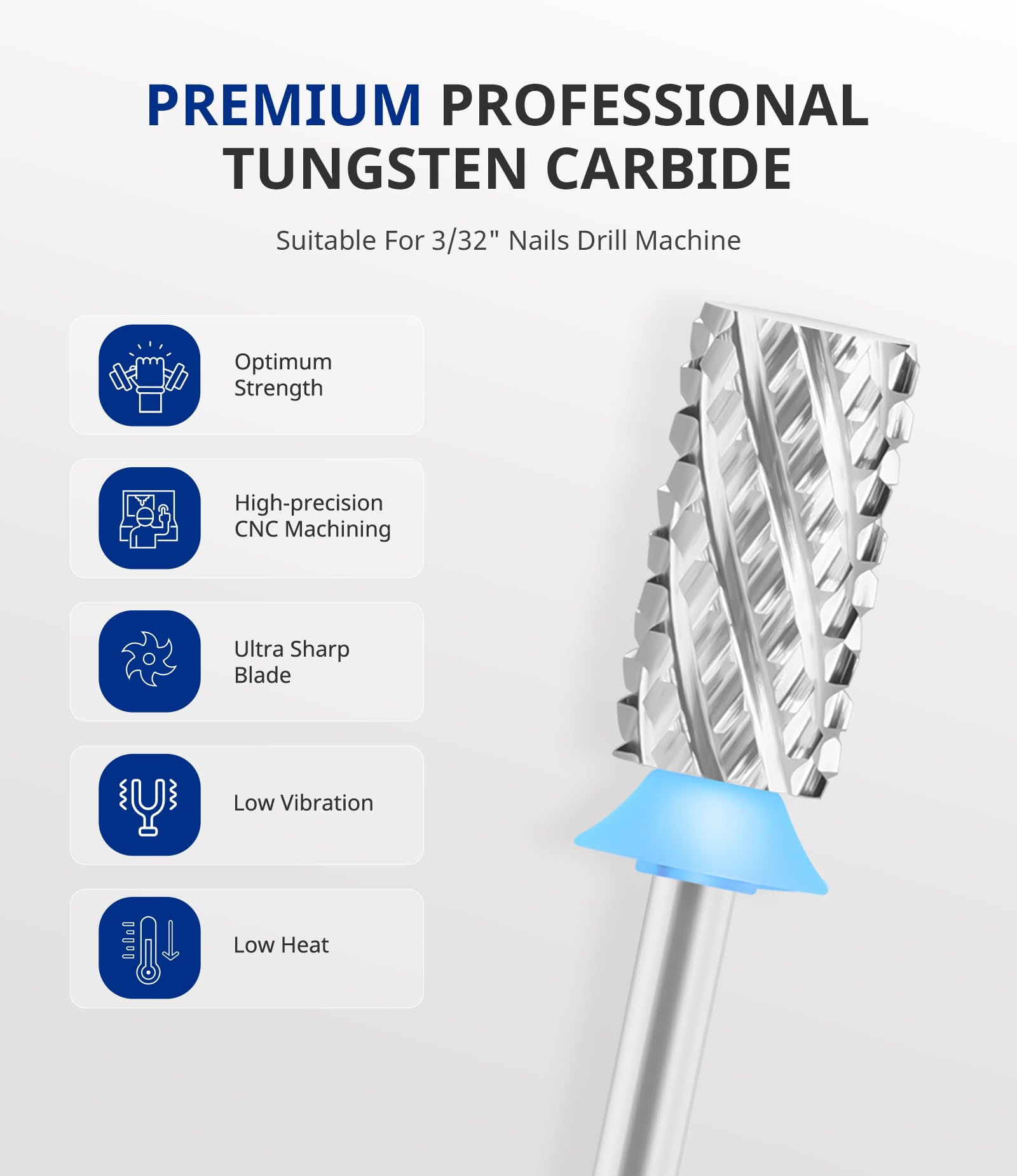 AIRSEE professional efile machine tip attachment highlighting the three thirty two inch universal stainless steel shank.