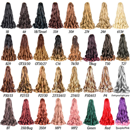 Side view of the voluminous premium black French curl crochet extensions pack.