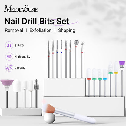 Close up of MelodySusie ceramic and carbide drill bits