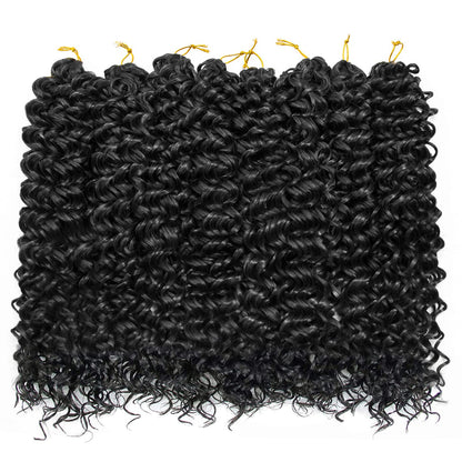 Close up of synthetic bohemian water wave braiding hair packaging for women.