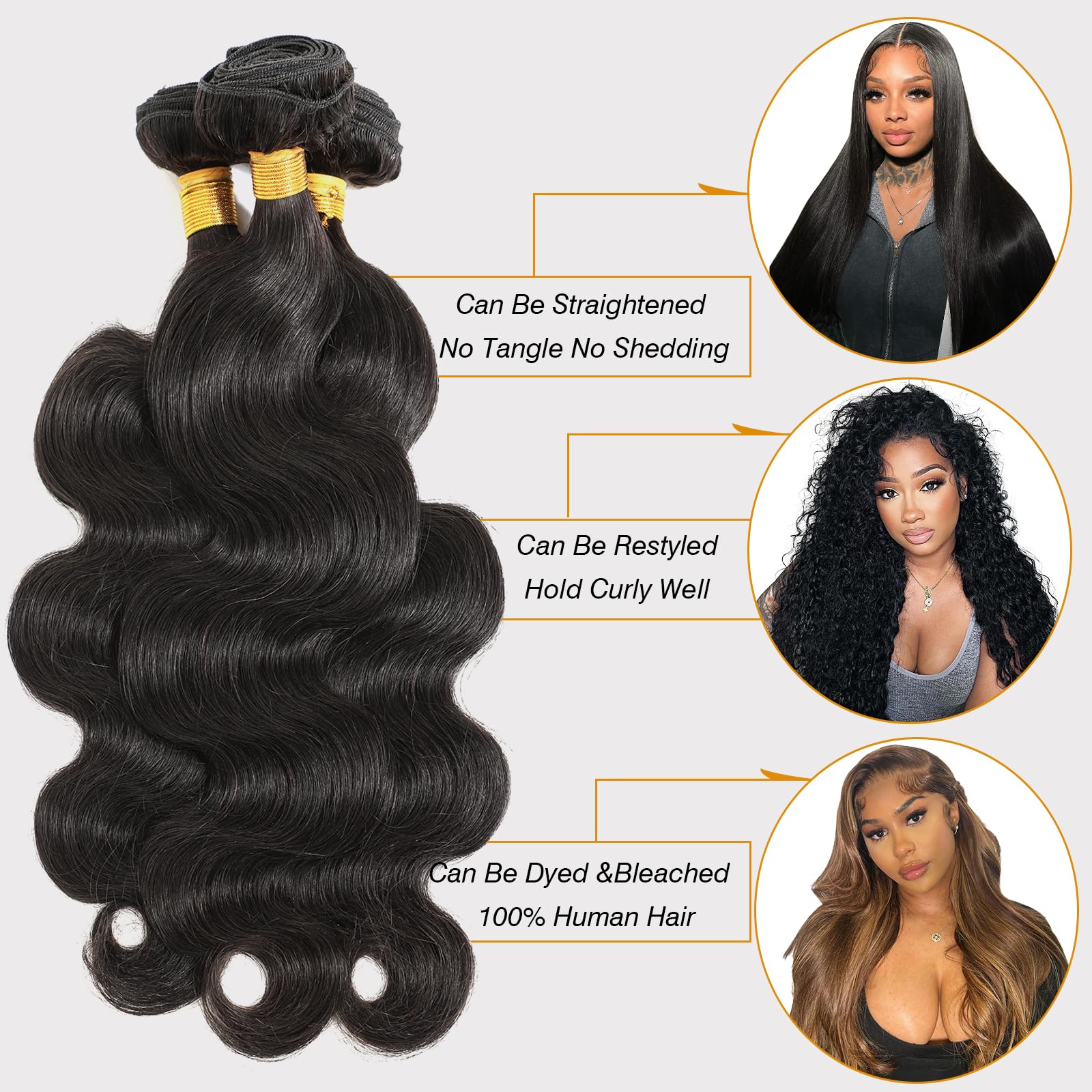 Close up view of the double machine weft construction on BELE Brazilian virgin hair extensions
