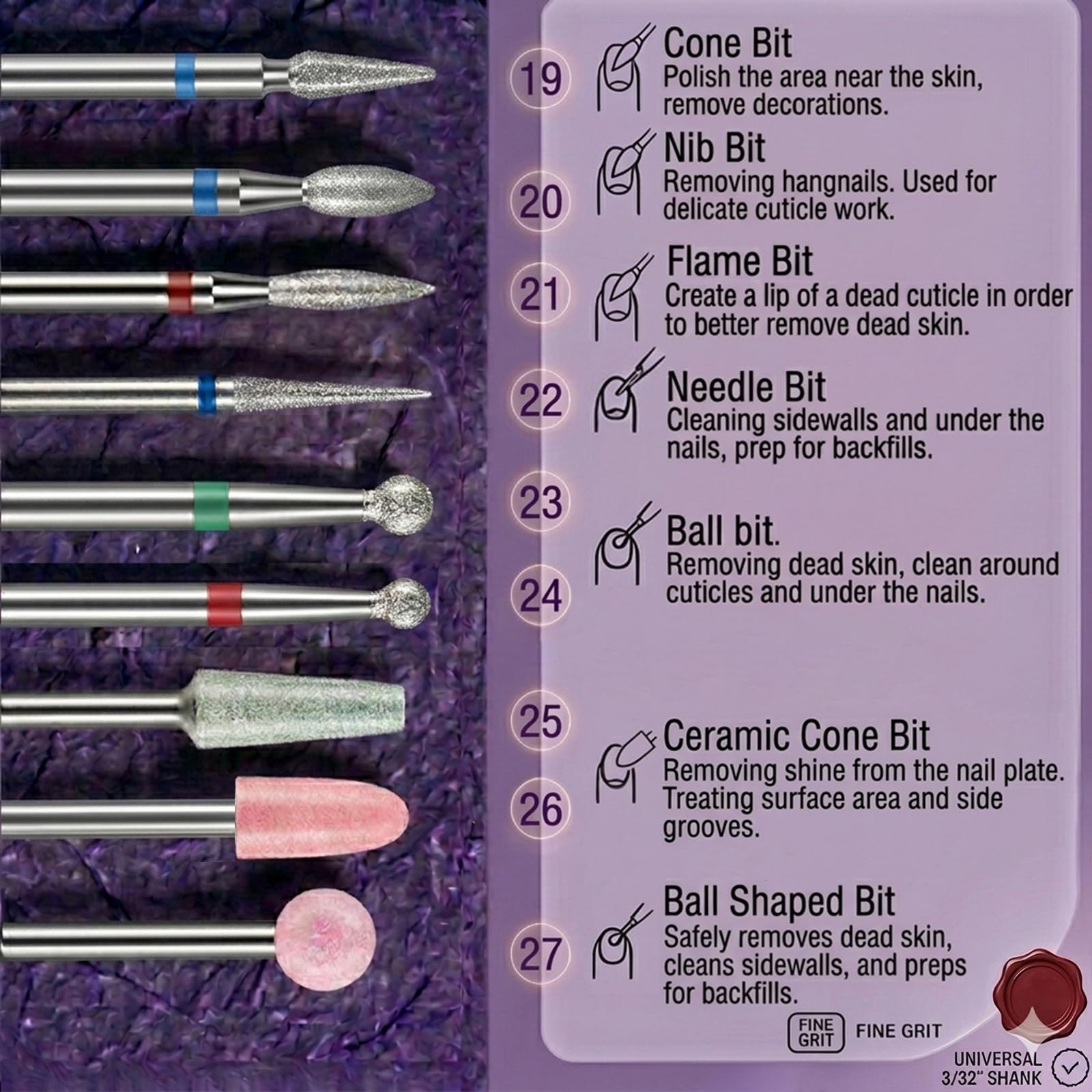 The entire thirty piece manicure kit laid out neatly next to three clear travel-ready protective storage containers.