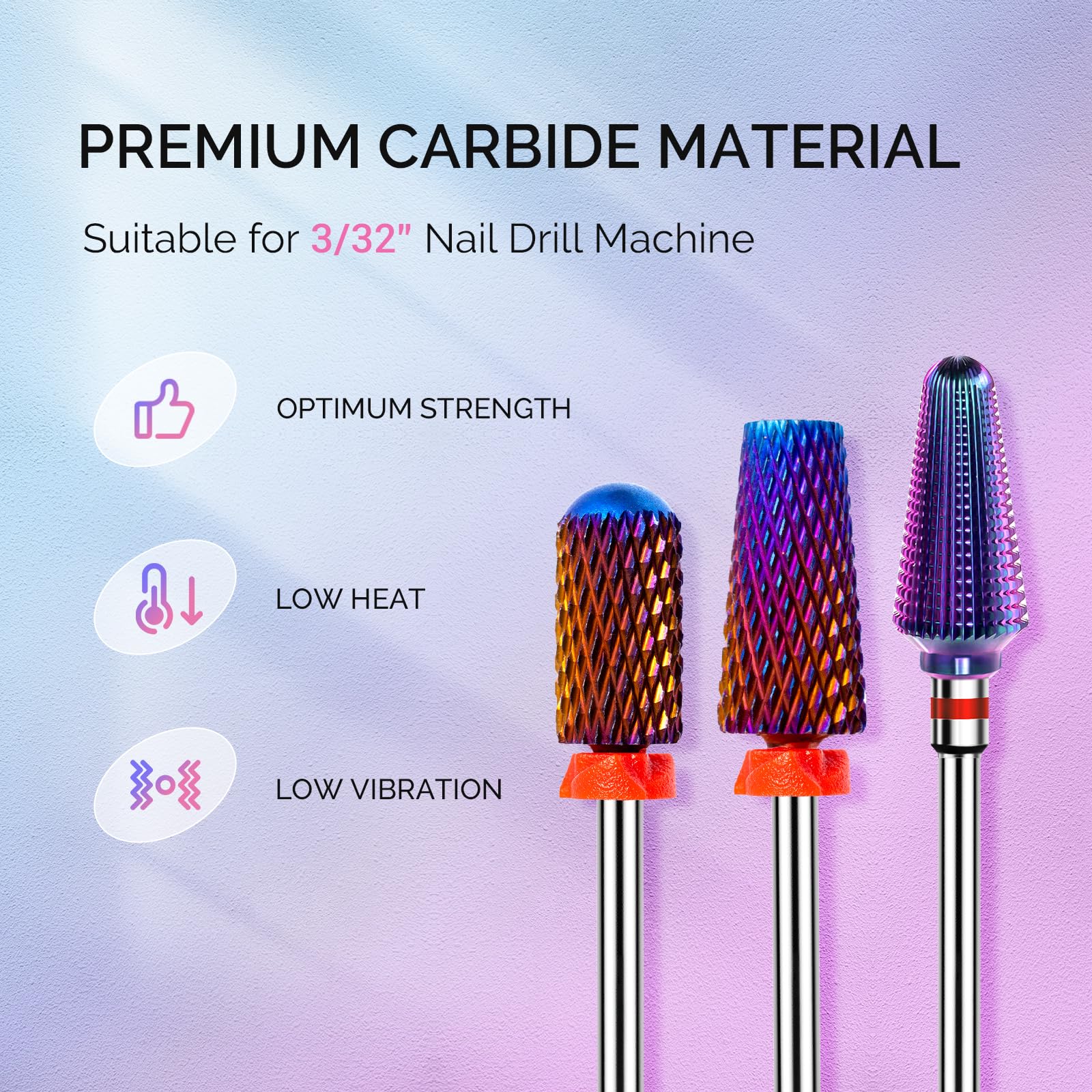 Close up of MelodySusie 5-in-1 carbide nail drill bit