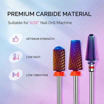 Close up of MelodySusie 5-in-1 carbide nail drill bit