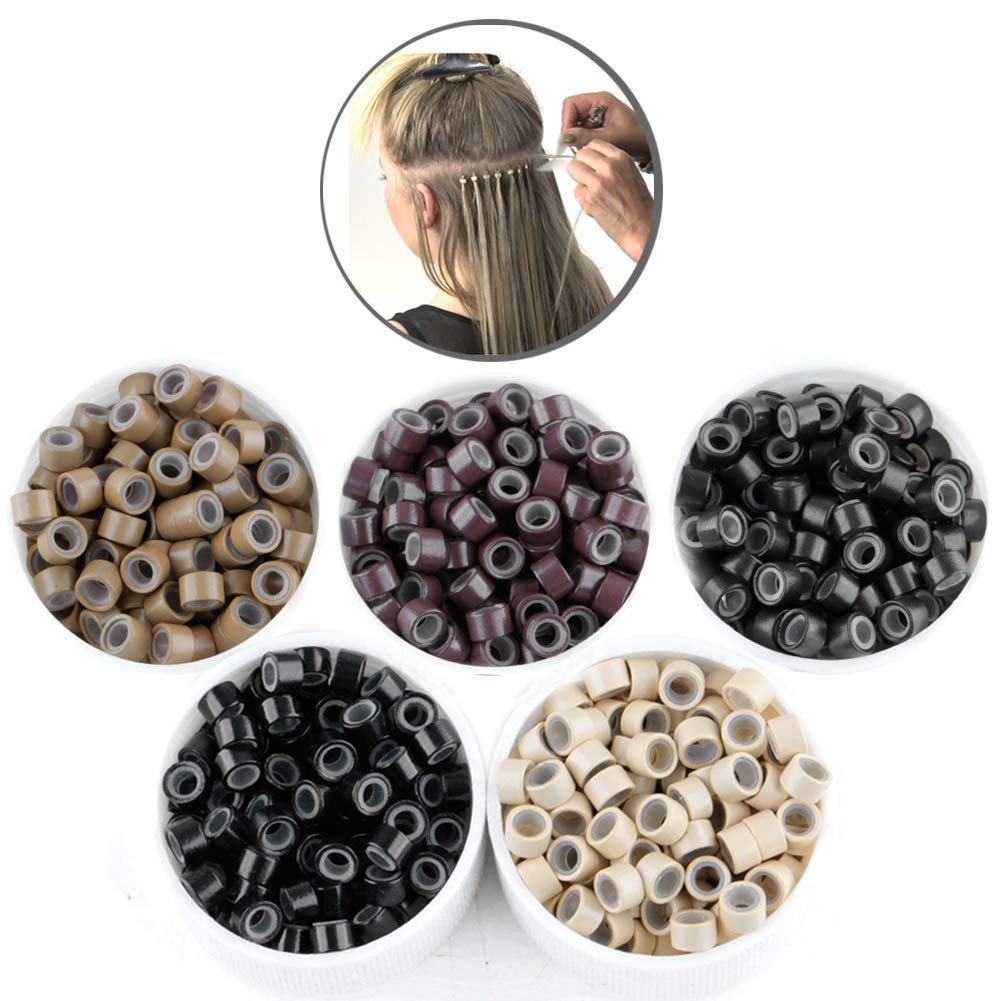 GOTDYA bulk pack hair extension micro rings jars displaying black and blonde options