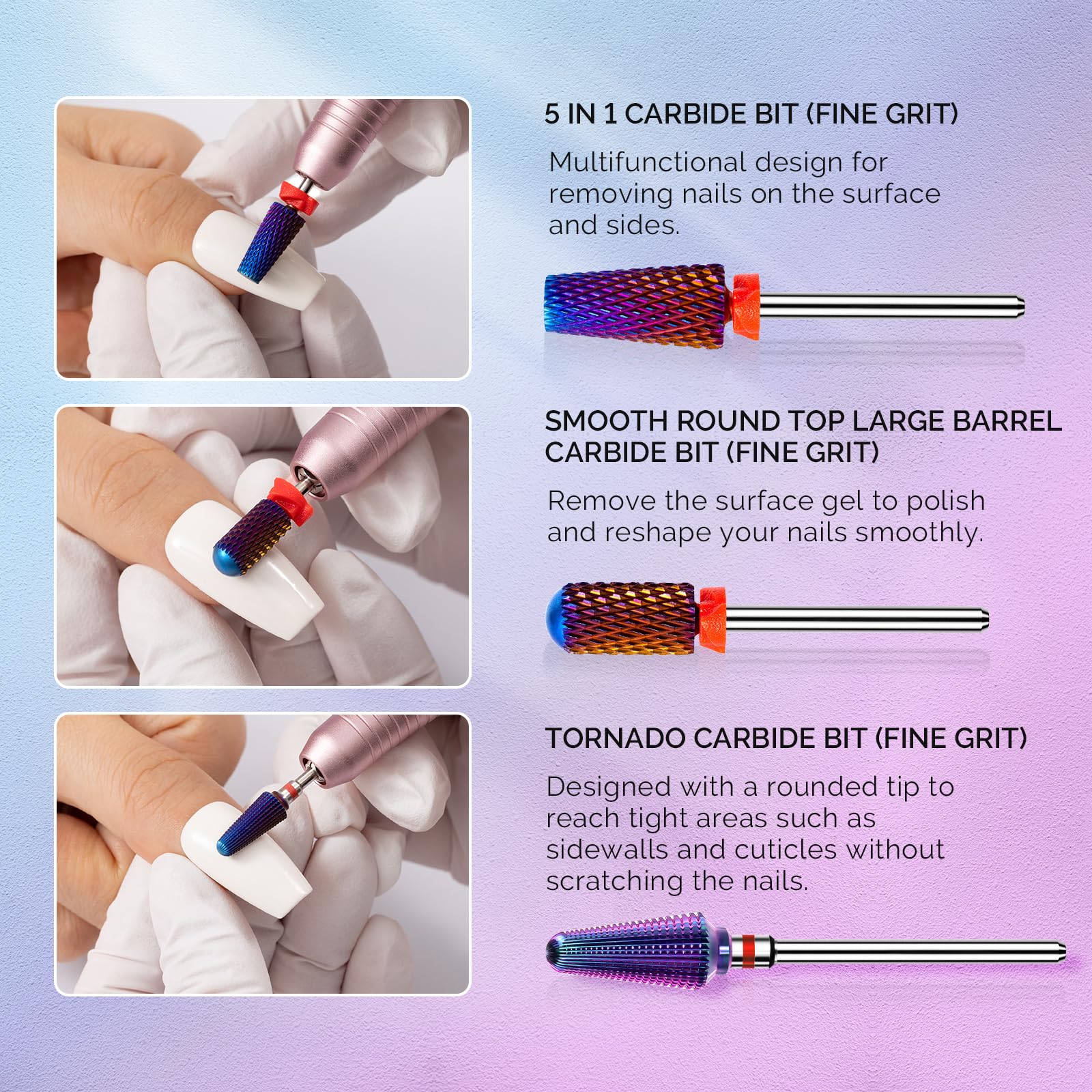 MelodySusie smooth round top large barrel bit for manicures
