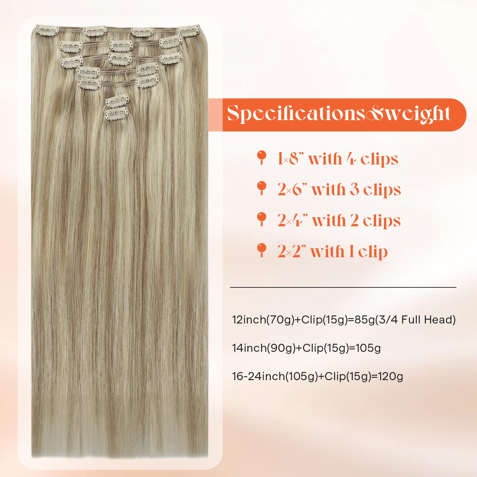 Remy human hair extensions 120 grams pack spread out clearly