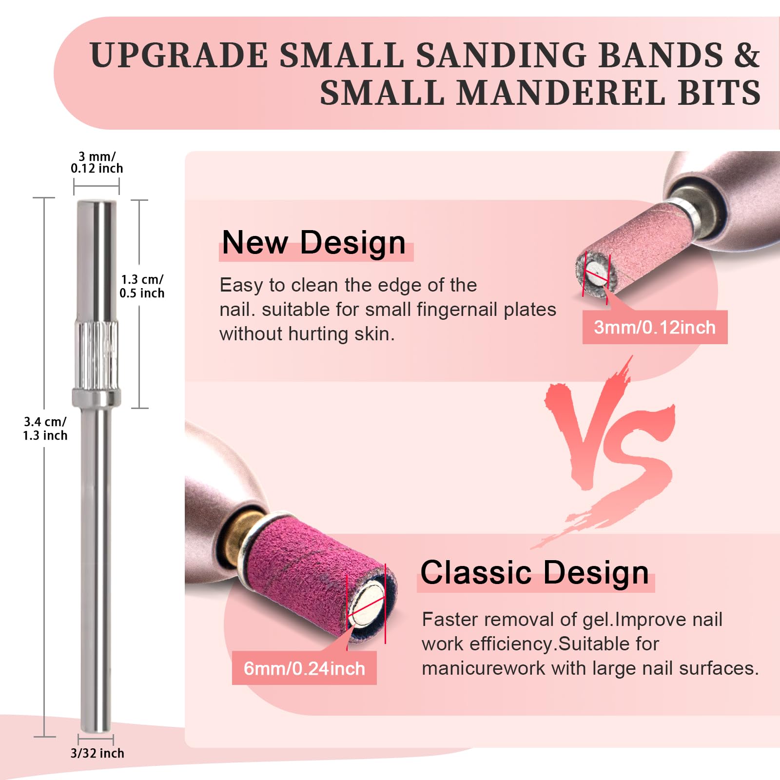 Pink mini sanding bands for electric nail drill