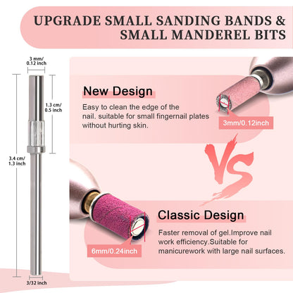 Pink mini sanding bands for electric nail drill