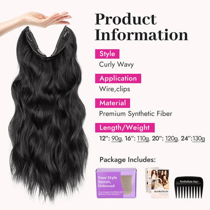 KooKaStyle invisible headband hairpiece showing the transparent wire and adjustable size mechanism