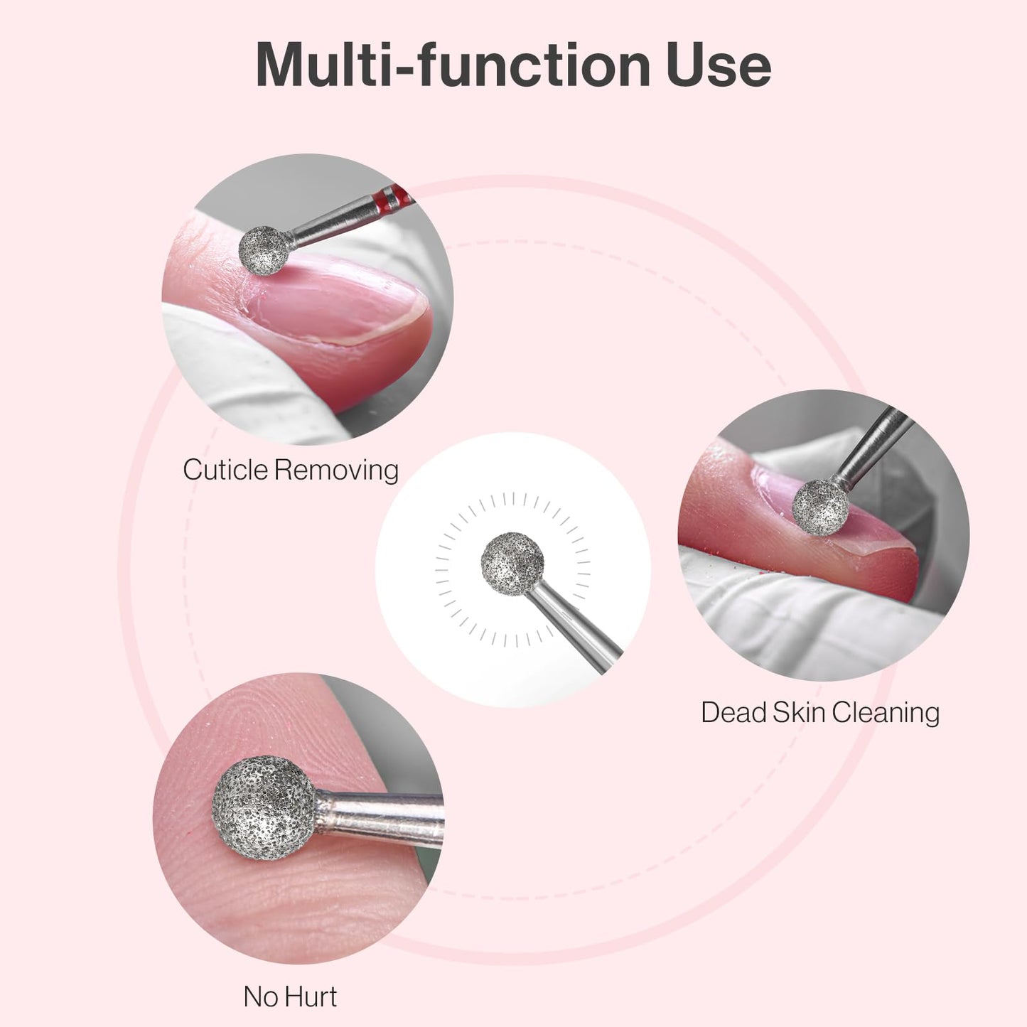 Professional nail prep tool demonstrating cuticle clearing capability on finger edges