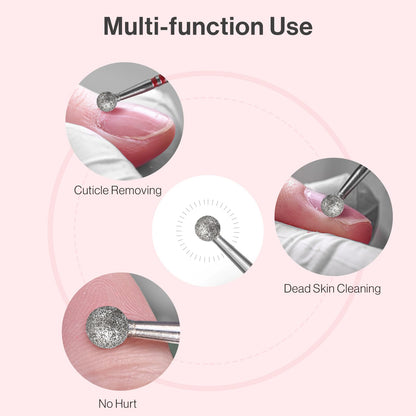 Professional nail prep tool demonstrating cuticle clearing capability on finger edges
