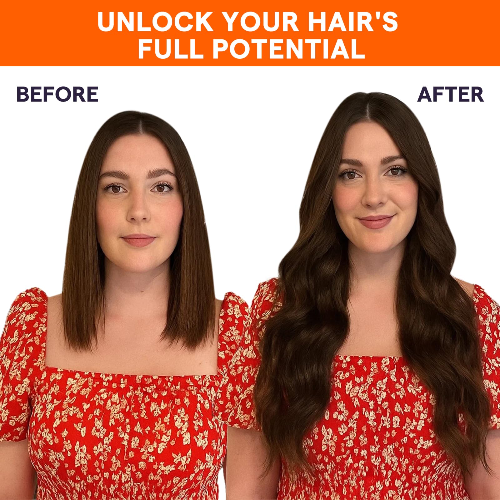 Full Shine real human hair extensions showing sleek 22 inch length.