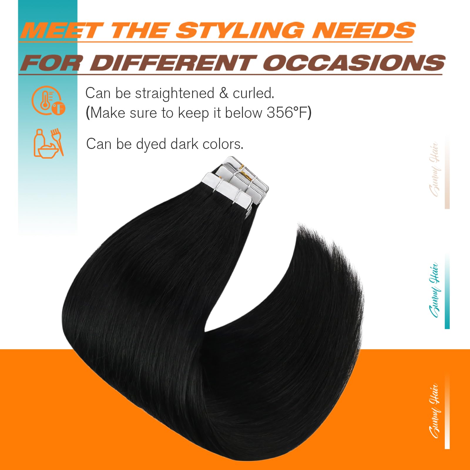 Sunny Hair twenty pieces fifty grams pack showing the secure American white tape tabs.