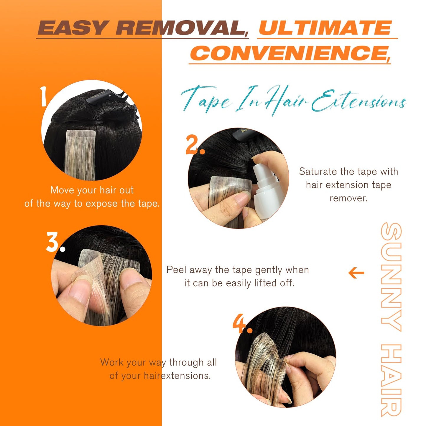 Side view of Sunny Hair tape ins showing the lightweight and seamless integration profile.
