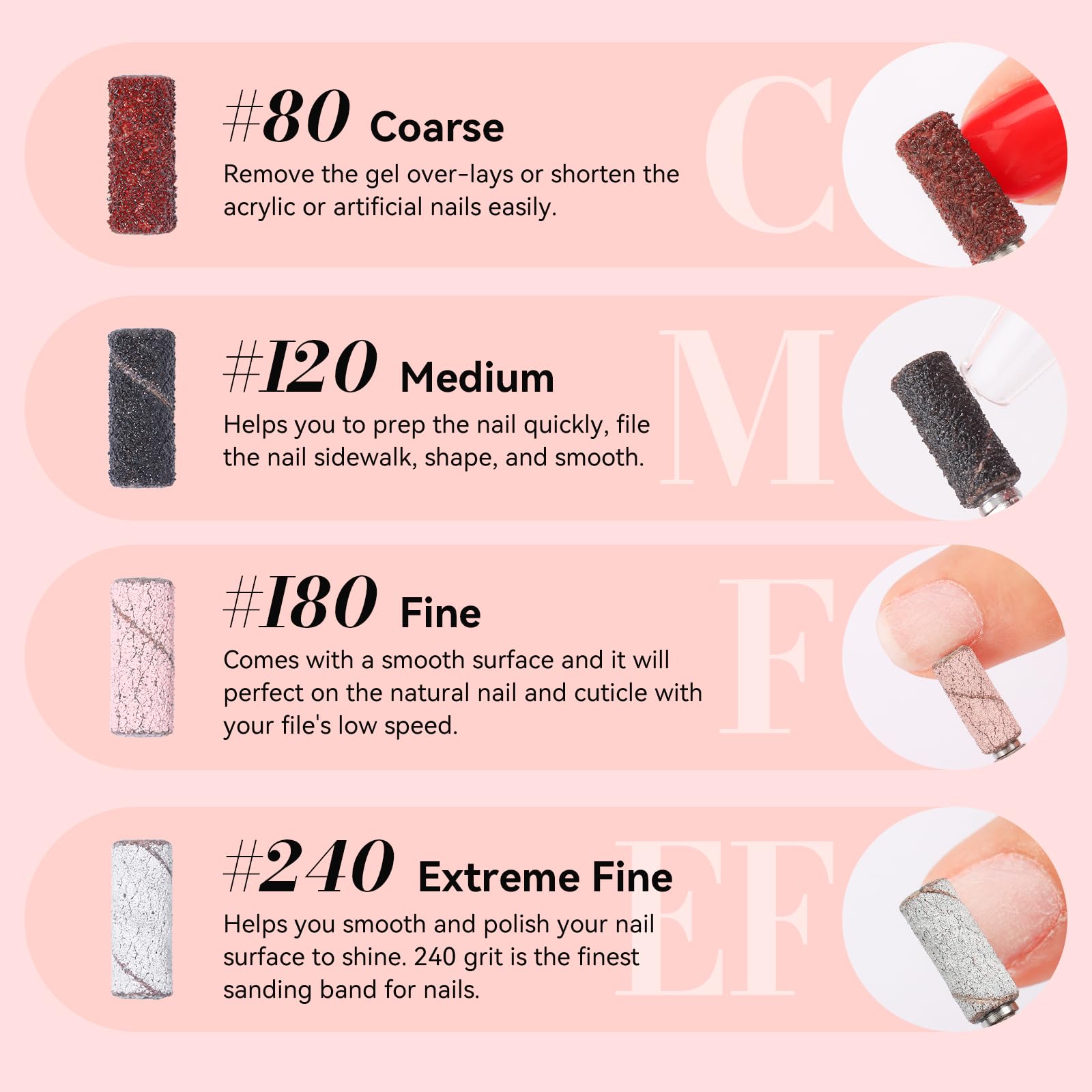Makartt professional manicure sanding bands in storage container