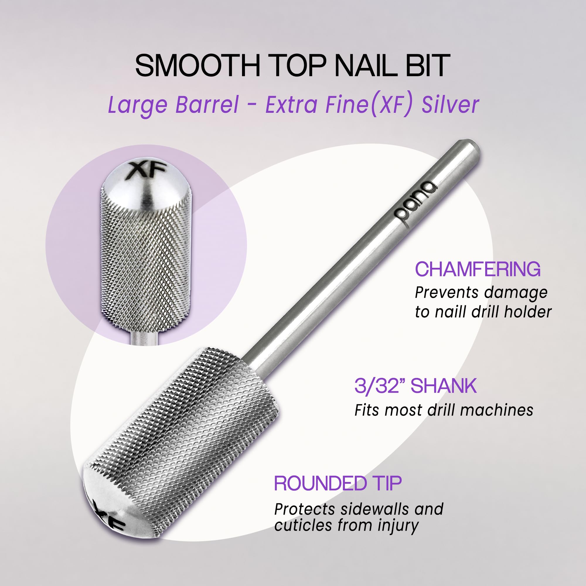 Close up of Pana safety nail bit showing the smooth round top design