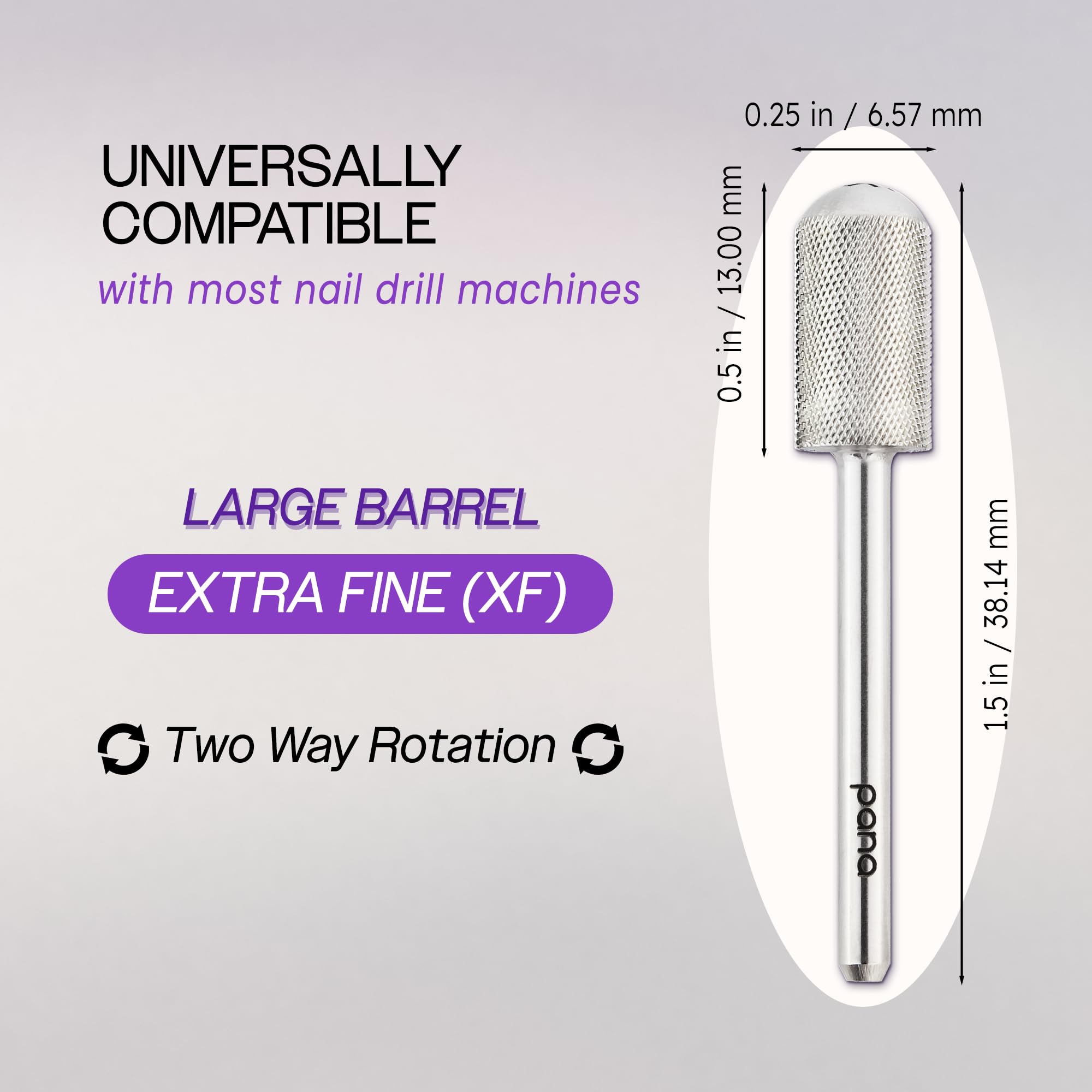 Side profile of Pana carbide nail drill bit for acrylic removal
