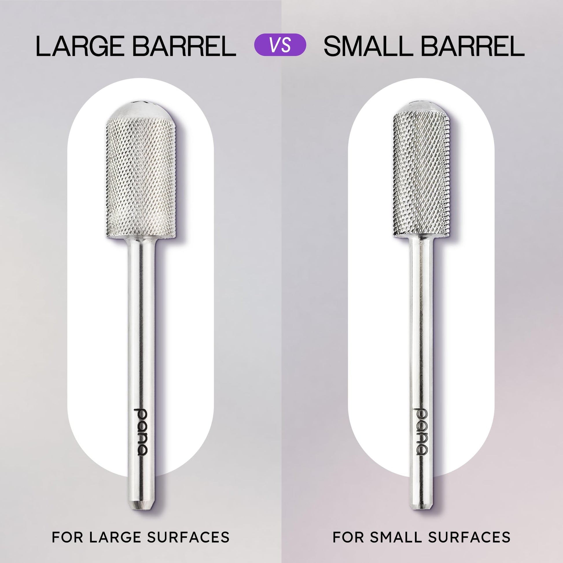 Pana silver carbide drill bit next to a professional nail file machine