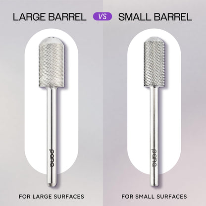 Pana silver carbide drill bit next to a professional nail file machine
