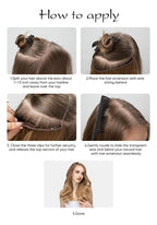 Side angle view of SARLA eighteen inch synthetic wavy hairpiece showcasing the seamless balayage blend.