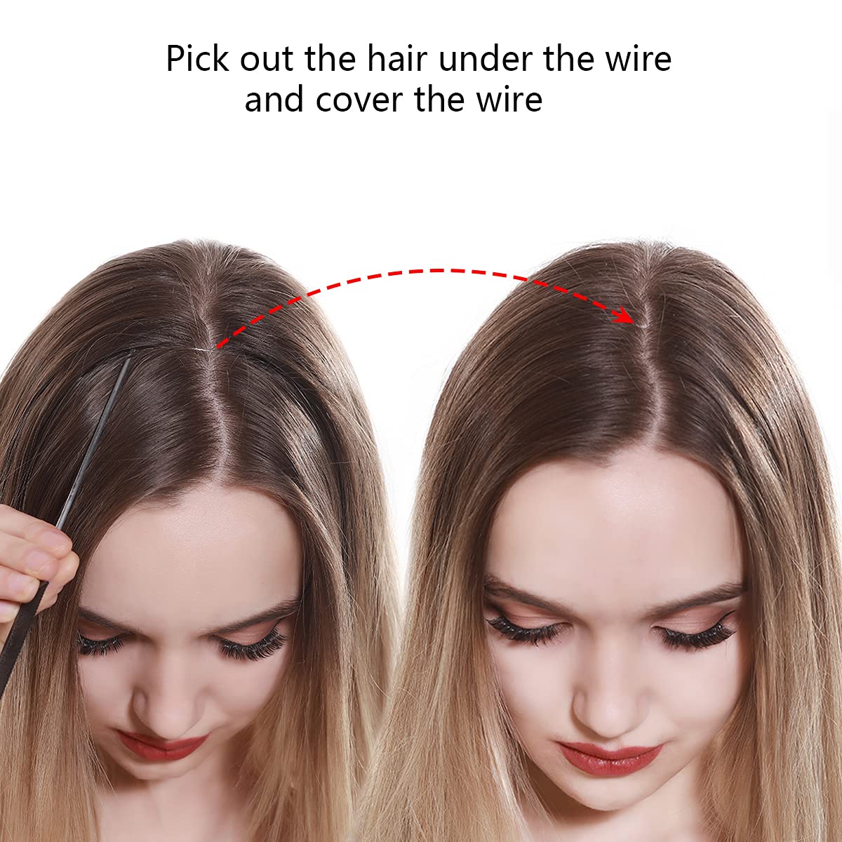 Packaging details of the imported SARLA invisible wire synthetic hair extensions for premium women styling.