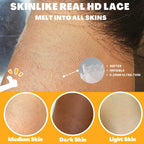 BEEOS skinlike real HD lace piece showing seamless blending against the skin scalp area