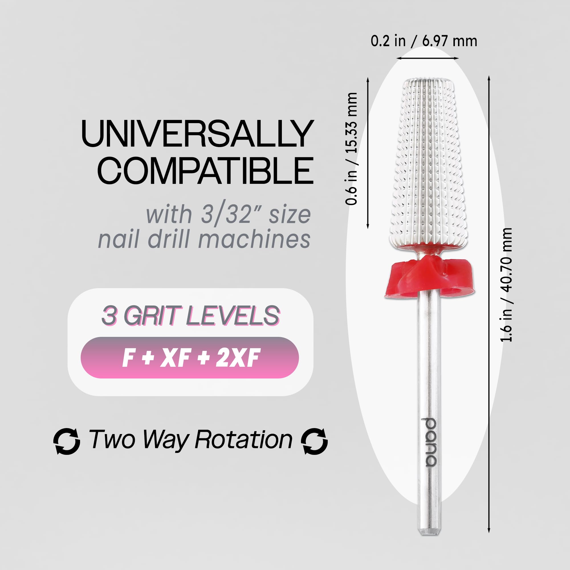 Close up of Pana 5-in-1 nail drill bit grit detail