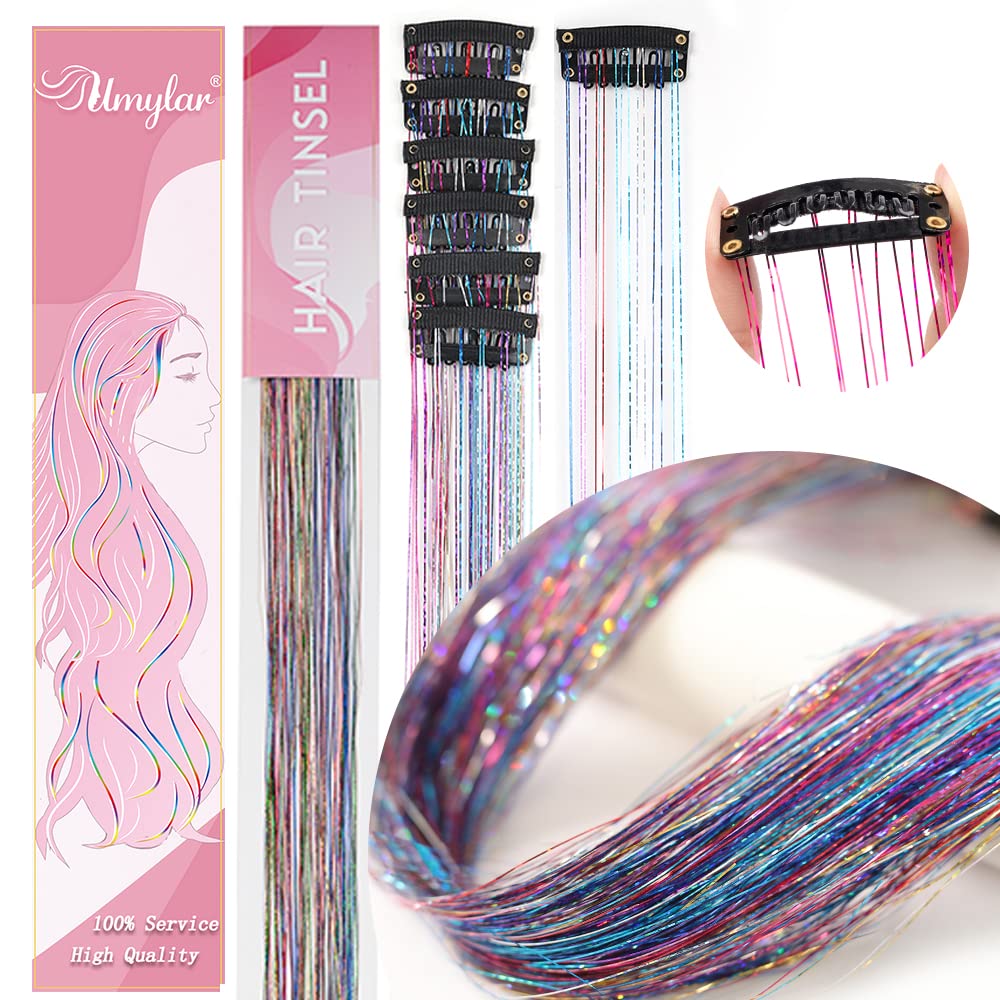 Close-up of the upgraded metal tension clip on the fairy hair tinsel accessory.