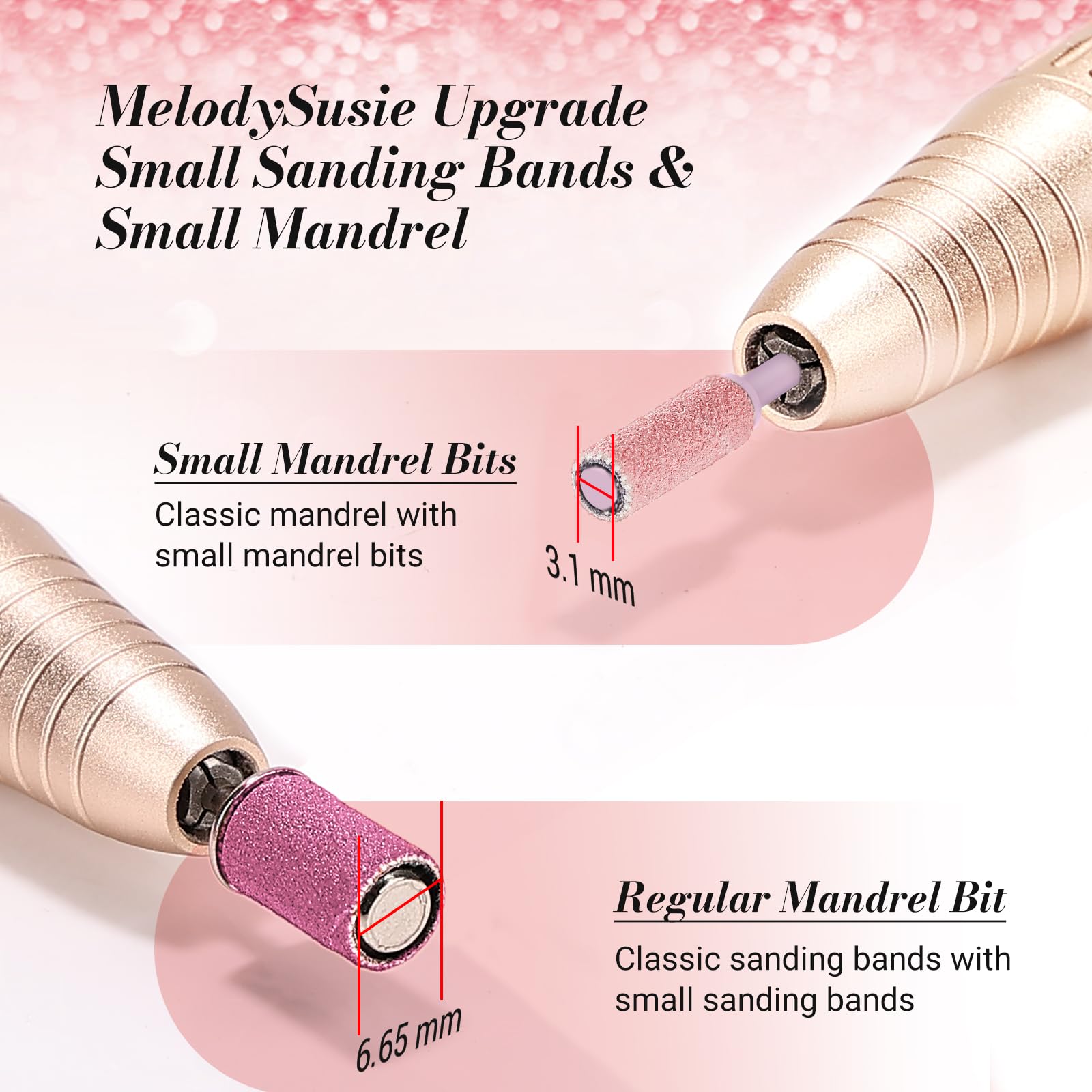 Professional electric e-file machine handle inserting the MelodySusie 3/32 inch mandrel bit