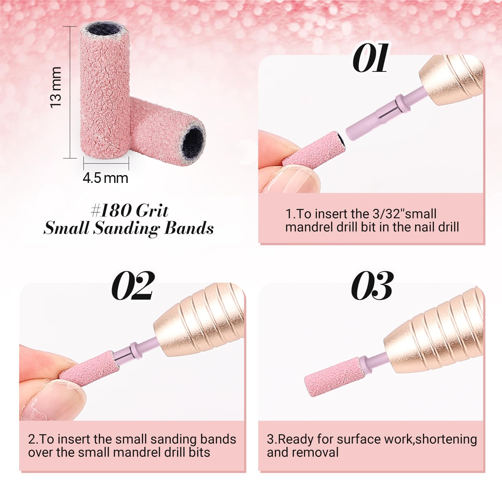 Size comparison chart showing the unique 3.1mm small sanding band diameter against standard large bands