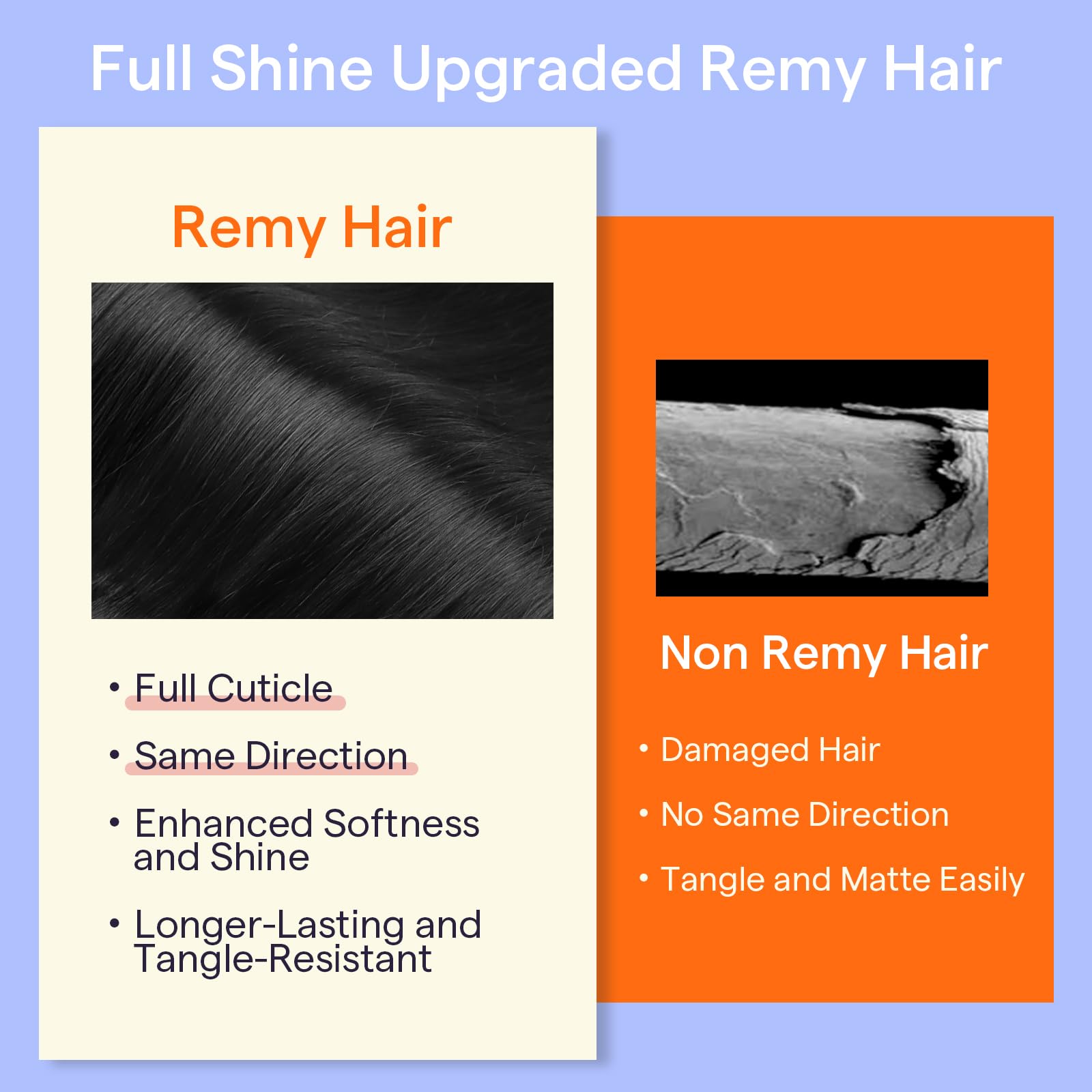 Before and after demonstration of adding length and volume with Full Shine human hair extensions.