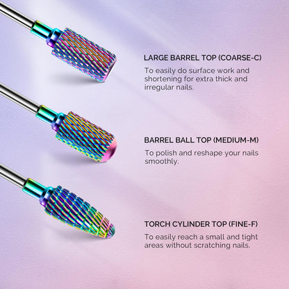 Handheld view of MelodySusie nail drill bit set for acrylic removal