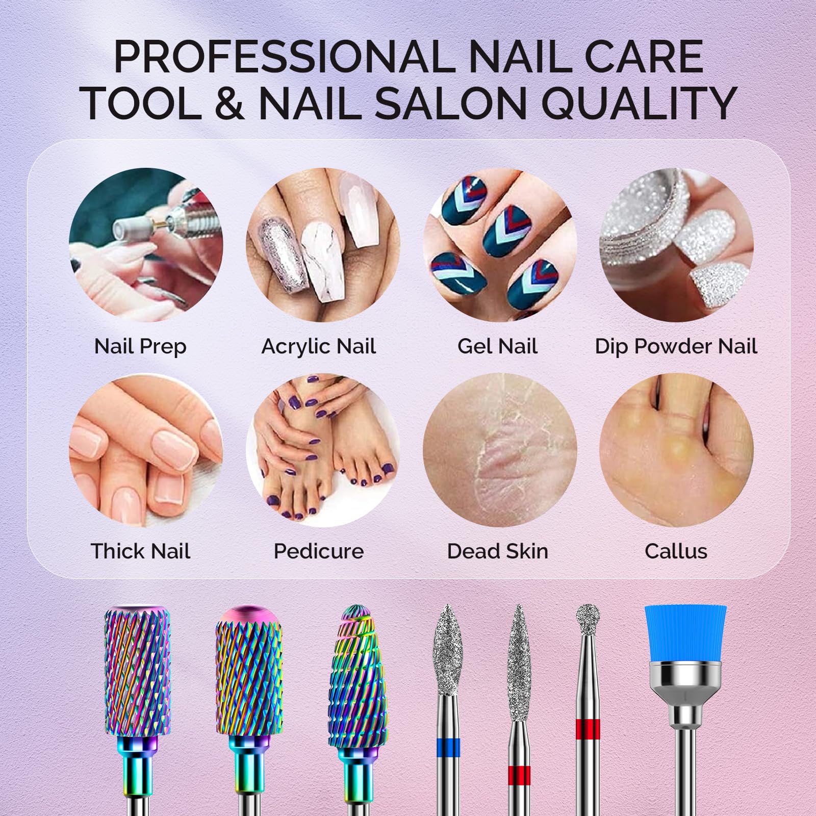 MelodySusie nail drill bits set organized for professional salon use