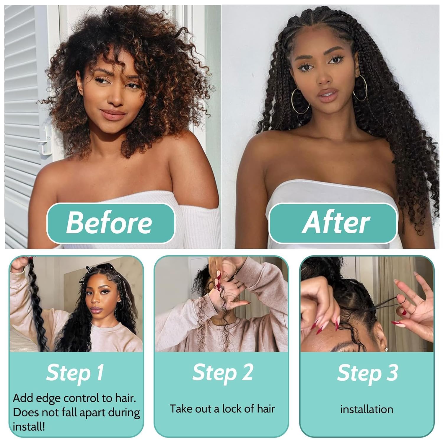 Bizvus 110g packaging of human hair for braiding showing the weftless bulk design.